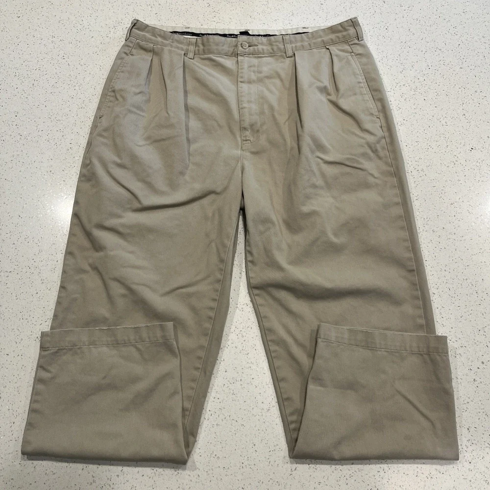 VTG 90s Polo Ralph Lauren Andrew Pants Men 38x30 Beige Classic Chino Pleated
